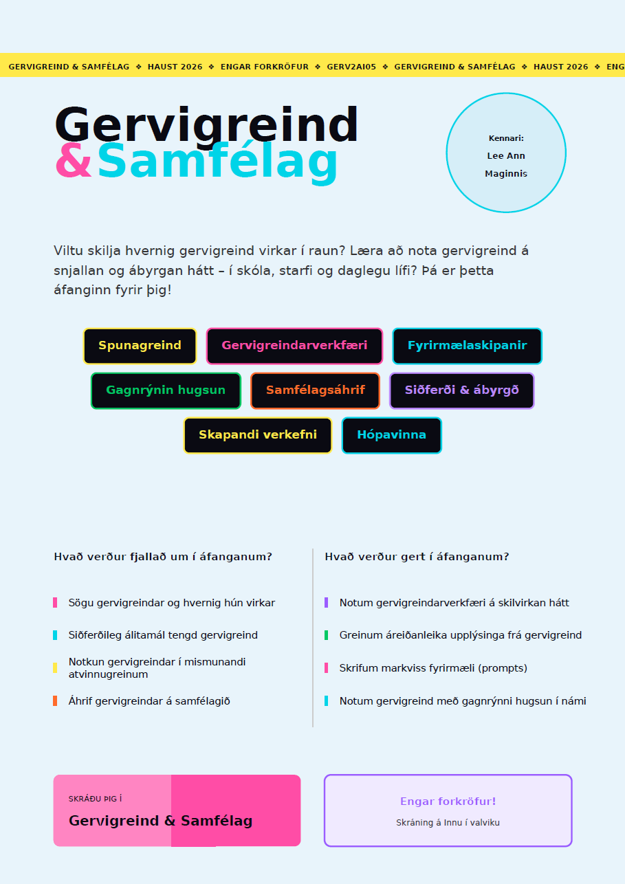 Gervigreind og samfélag auglýsing