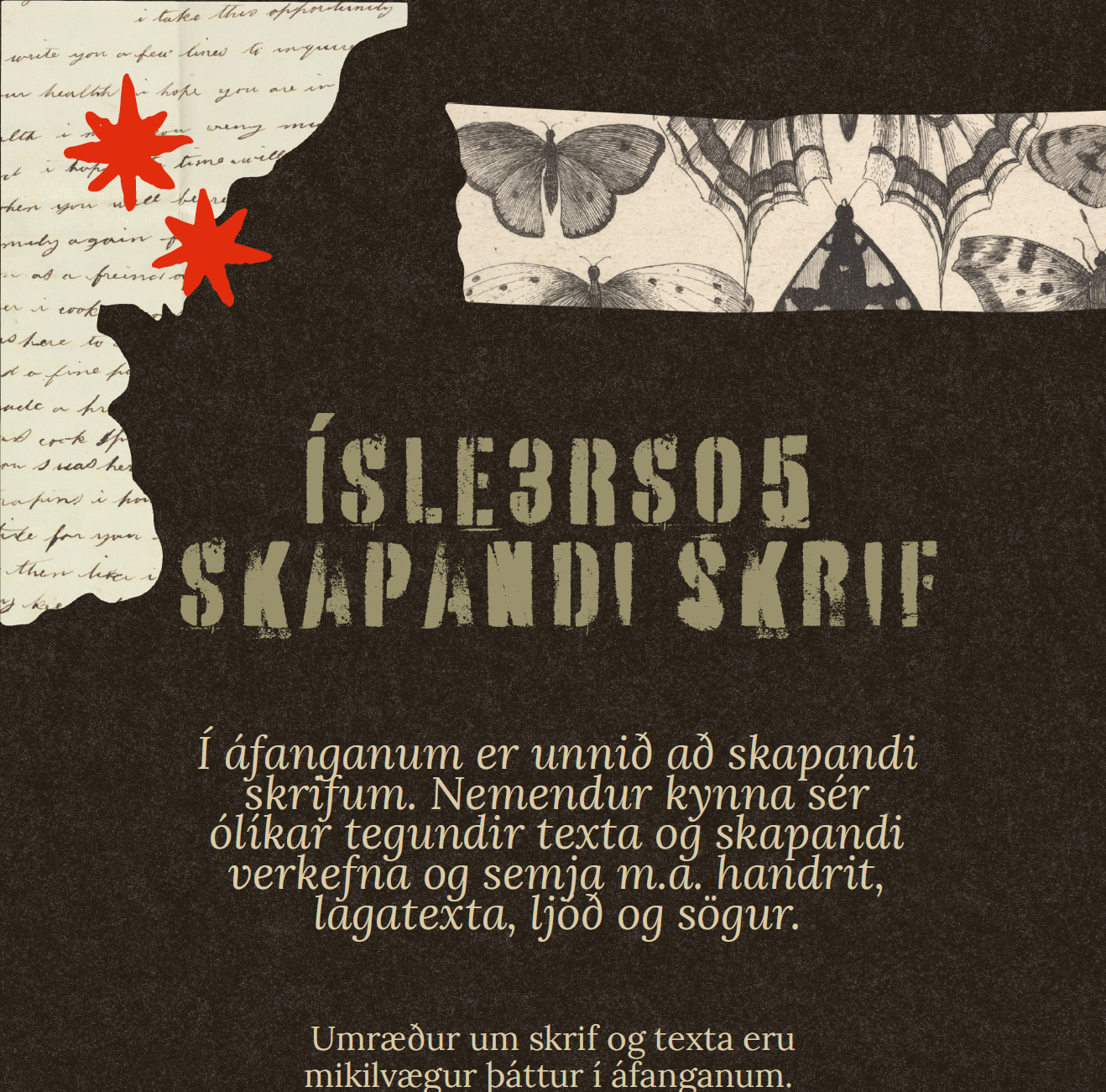 Skapandi skrif, ritlist auglýsing