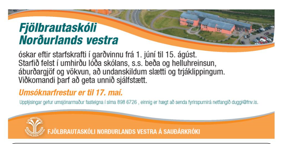Auglýsing um starf við garðvinnu