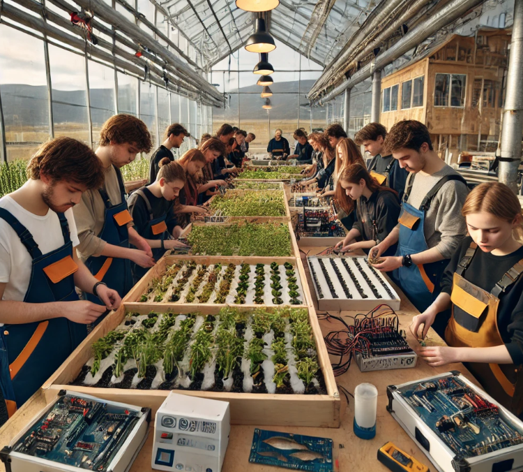 Tillaga chatgpt að mynd fyrir verkefni um Aquaponics.
