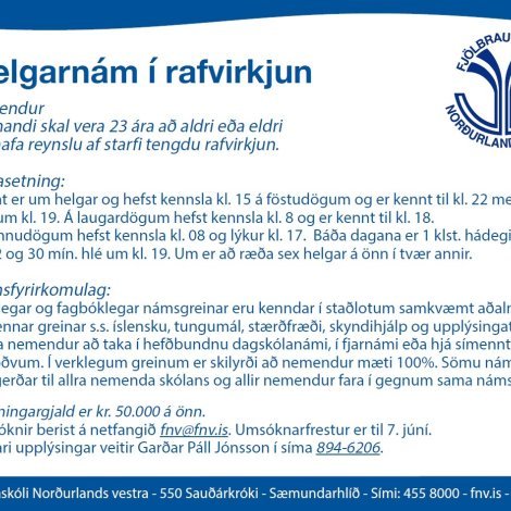 Auglýsing fyrir helgarnám