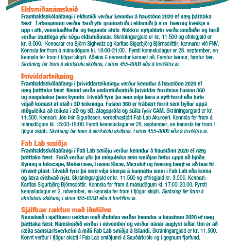 Auglýsing um námskeið